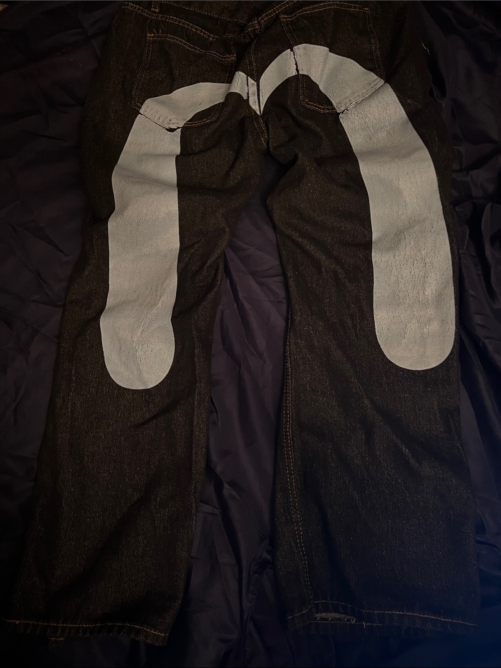 Painter Black Jeans with baby blue Back Stripe Detail